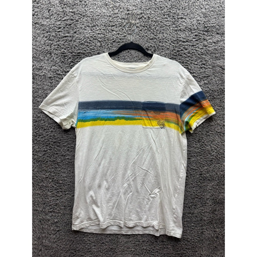Desigual Alvaro Crew Neck‎ Short Sleeve Graphic Pocket T-Shirt White Mens Size L